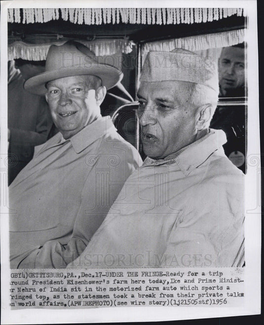 1956 Press Photo President Eisenhower & India PM Nehru - Historic Images