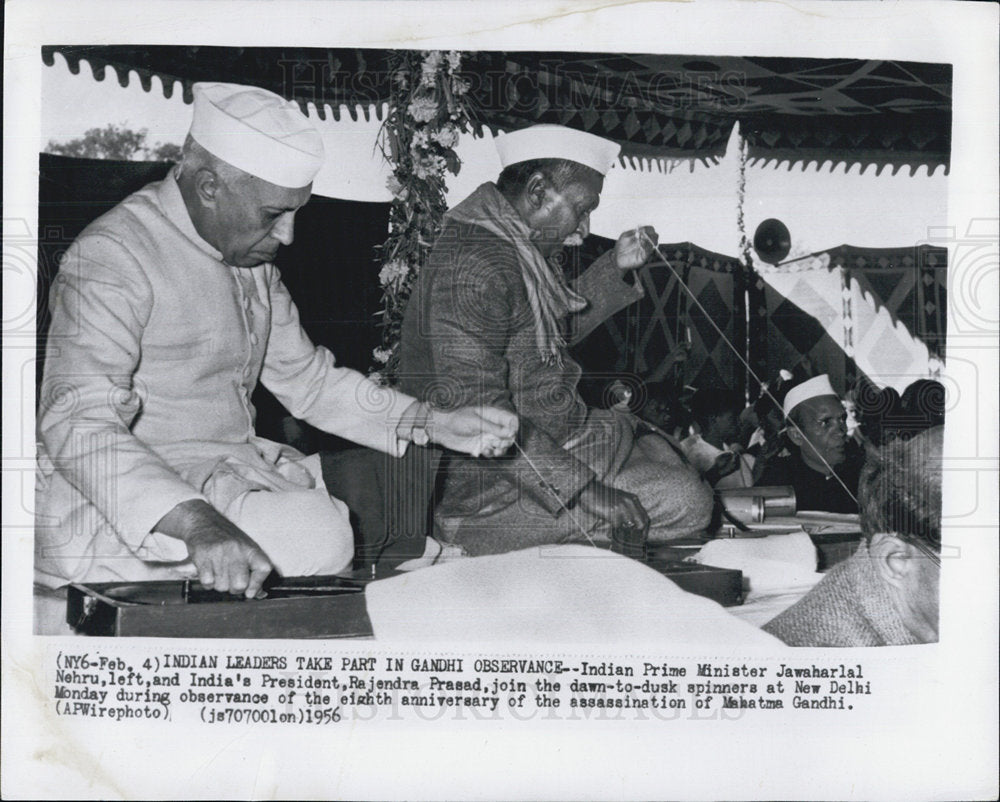 1956 Press Photo Indian PM Jawaharl Nehru &amp; Pres Rajendra Prasad - Historic Images