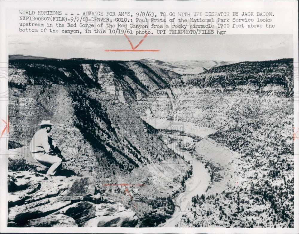 1963 Denver CO Red Gorge Red Canyon Press Photo - Historic Images