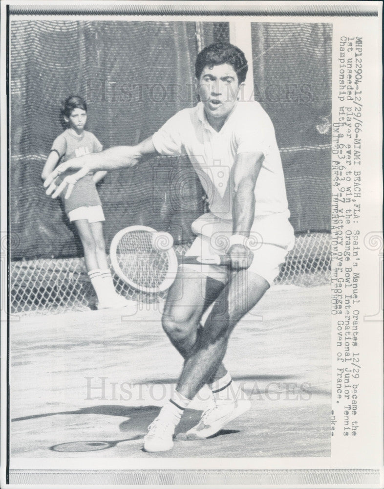 1967 Manuel Orantes Tennis Champion Press Photo - Historic Images