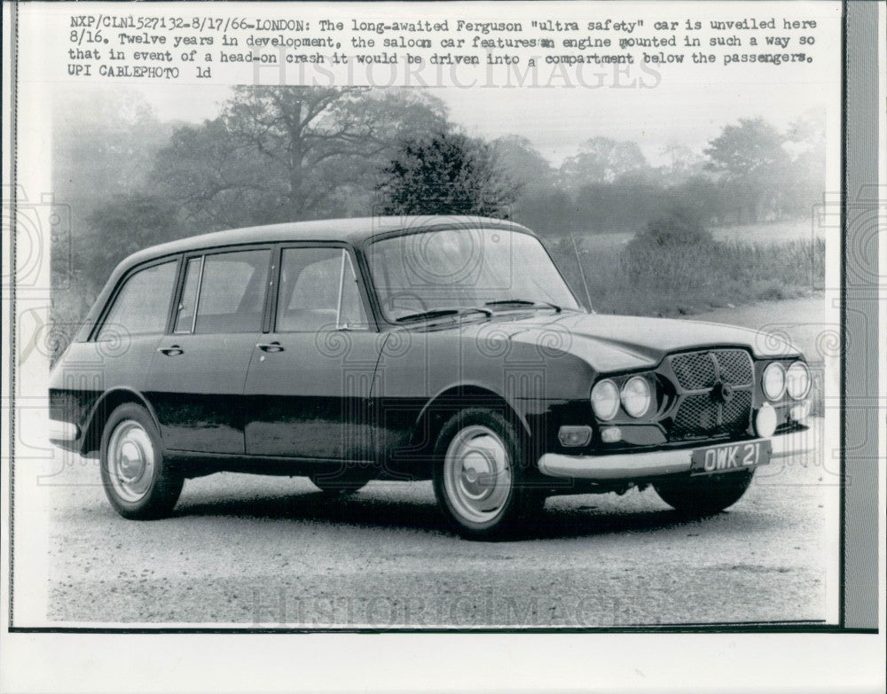 1966 England Ferguson Ultra Safe Car Press Photo - Historic Images