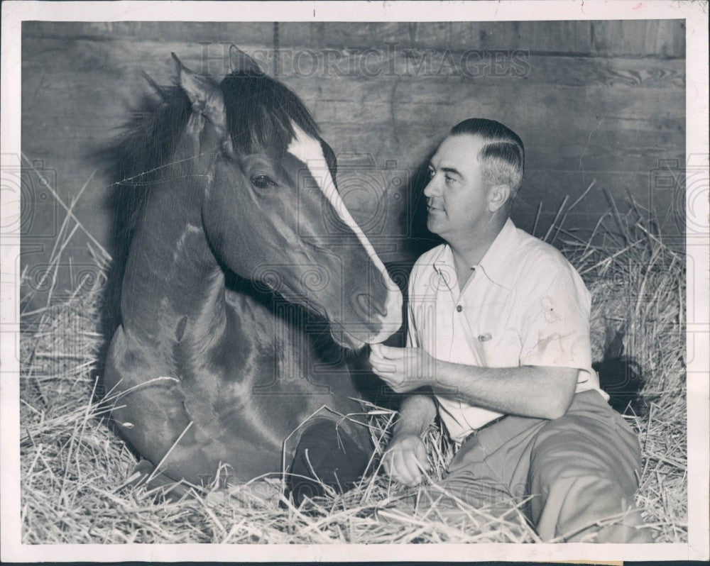 1951 Derby Horse Mameluke w/ Trainer Press Photo - Historic Images