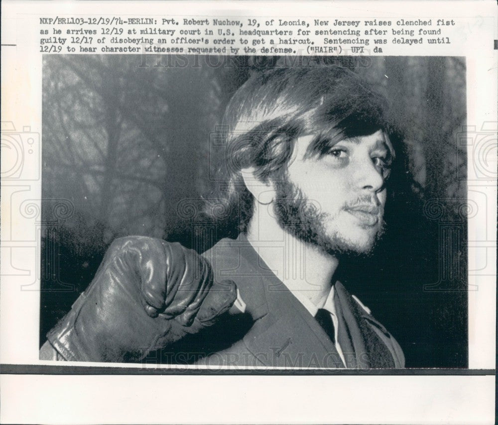 1974 Army Soldier Refuses Haircut Press Photo - Historic Images