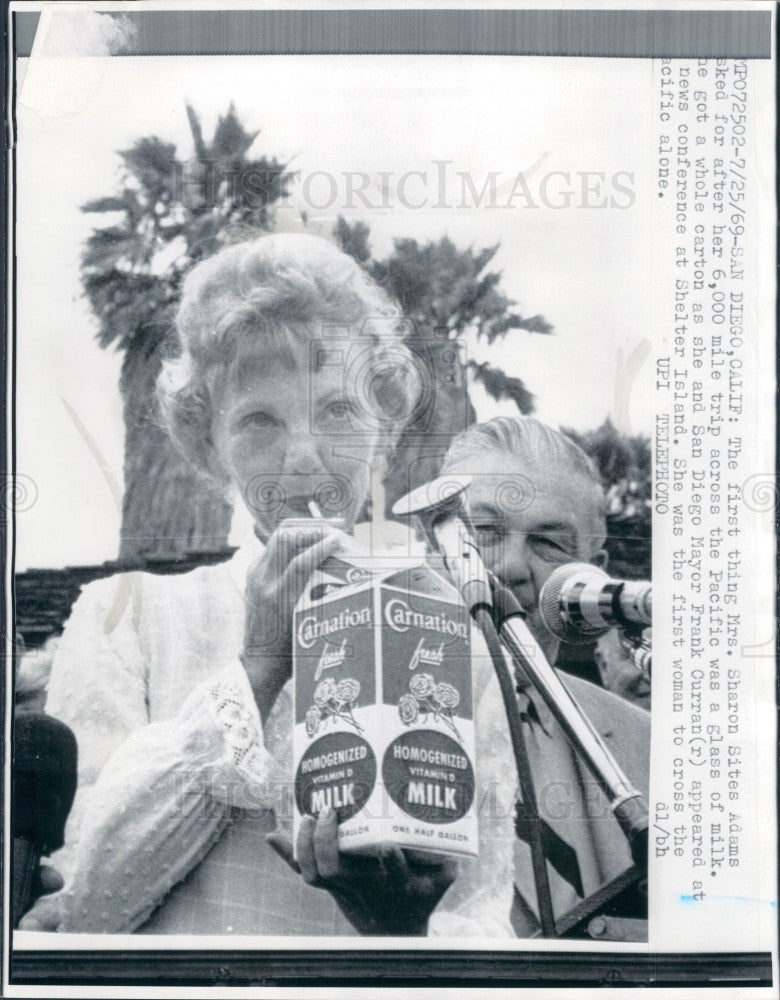 1969 1st Female Solo Pacific Crossing Press Photo - Historic Images