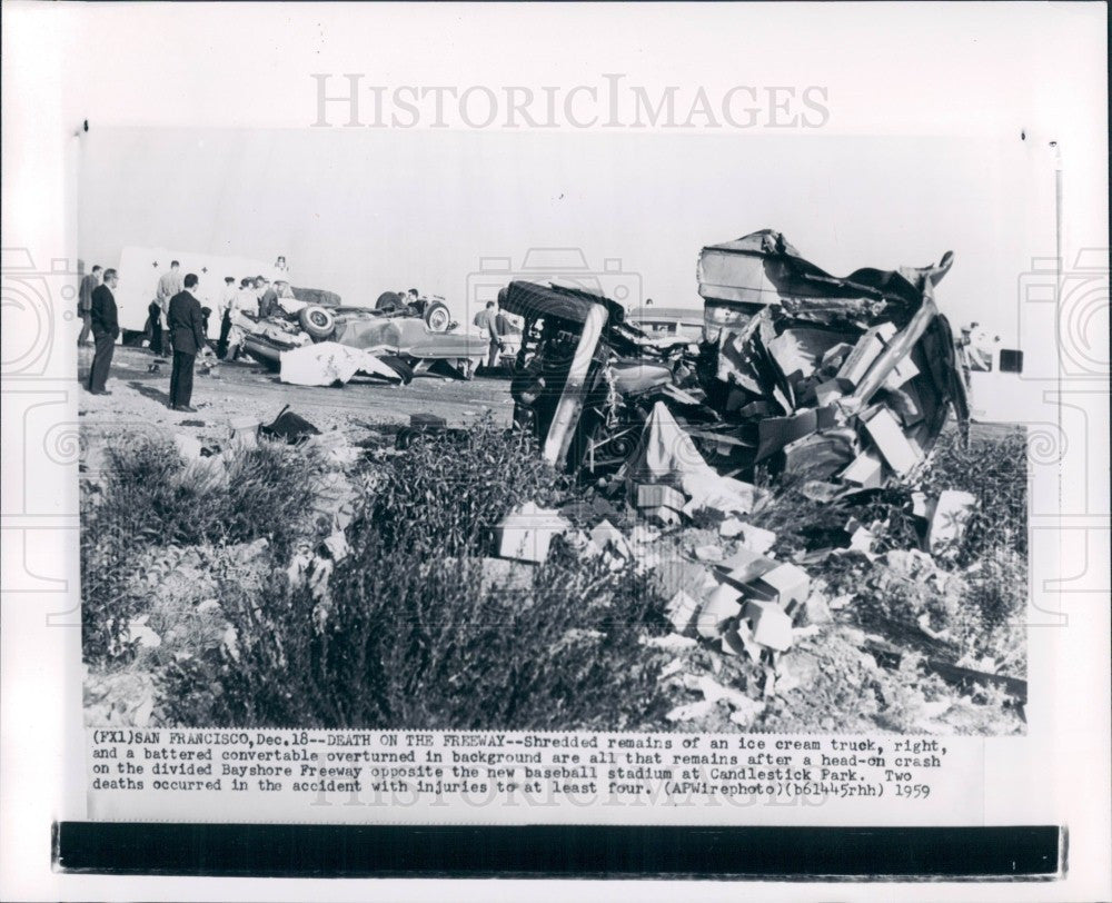 1959 San Francisco Head On Crash Press Photo - Historic Images