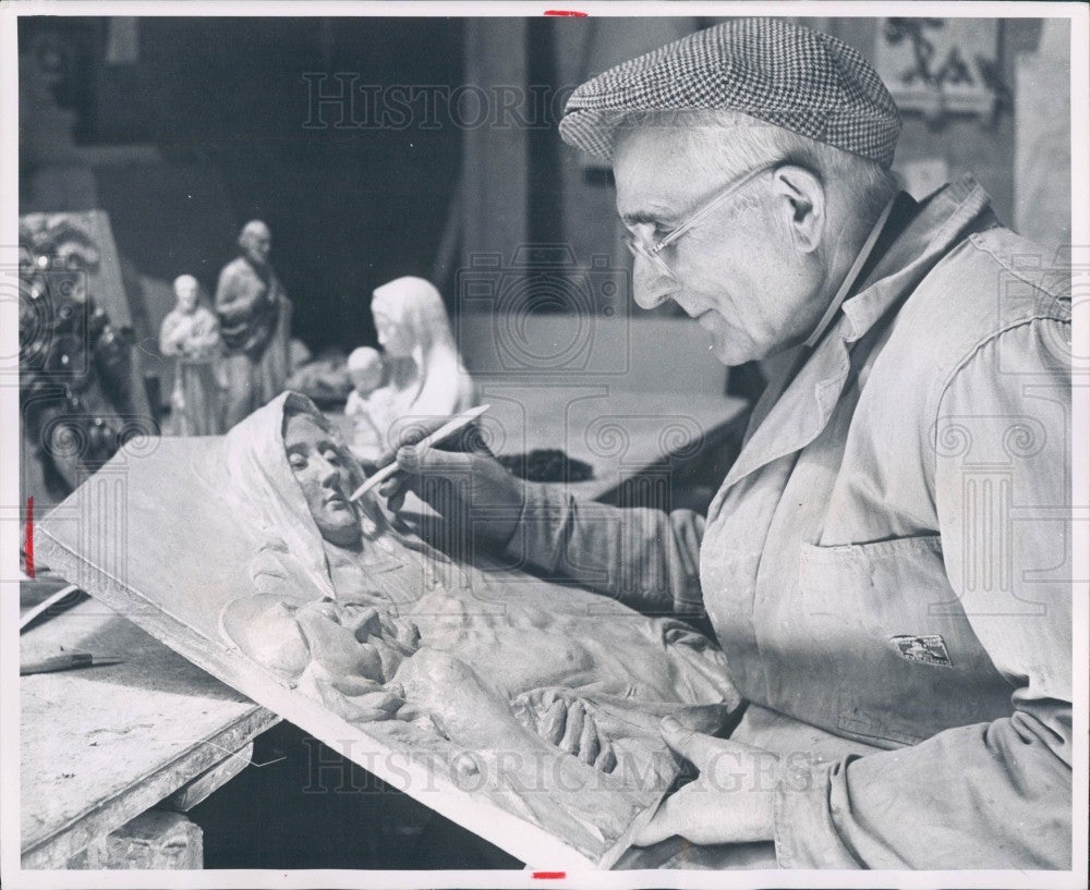 1955 Ceramic Artist Father Sciochetti Press Photo - Historic Images