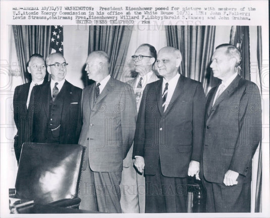 1957 Pres Eisenhower Atomic Enrgy Comm Press Photo - Historic Images