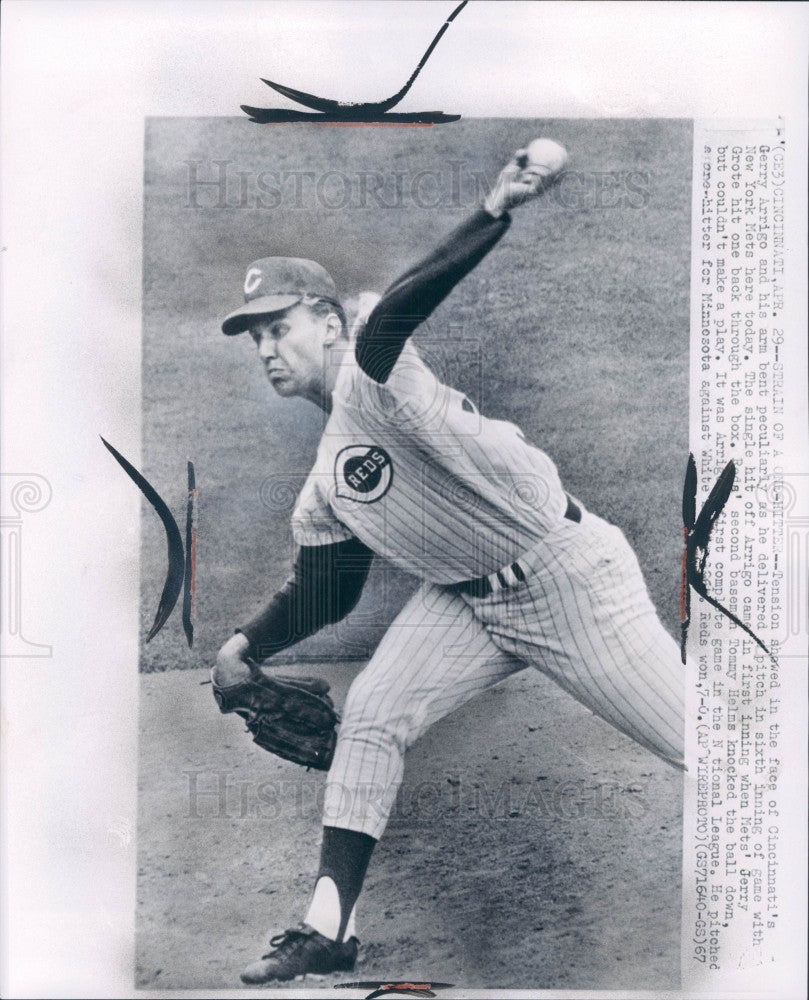 1967 MLB Reds Pitcher Gerry Arrigo Press Photo - Historic Images