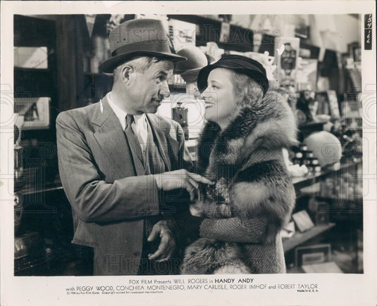 1934 Actors Will Rogers & Peggy Wood Press Photo - Historic Images