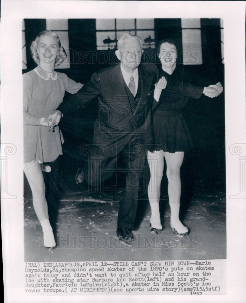 1952 Skaters Barbara Scott E Reynolds Press Photo - Historic Images