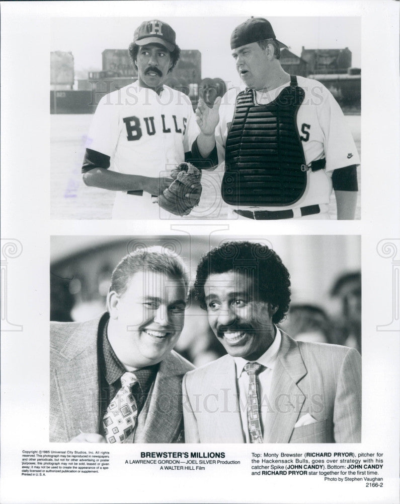 1985 Actors Richard Pryor &amp; John Candy Press Photo - Historic Images