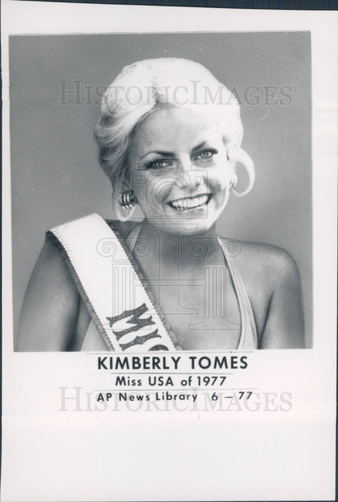 1977 Miss USA Kimberly Tomes Press Photo - Historic Images