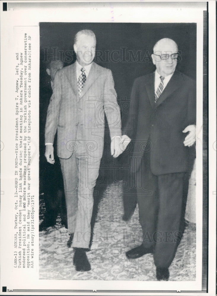 1971 US VP Agnew Turkey Pres Sunay Press Photo - Historic Images