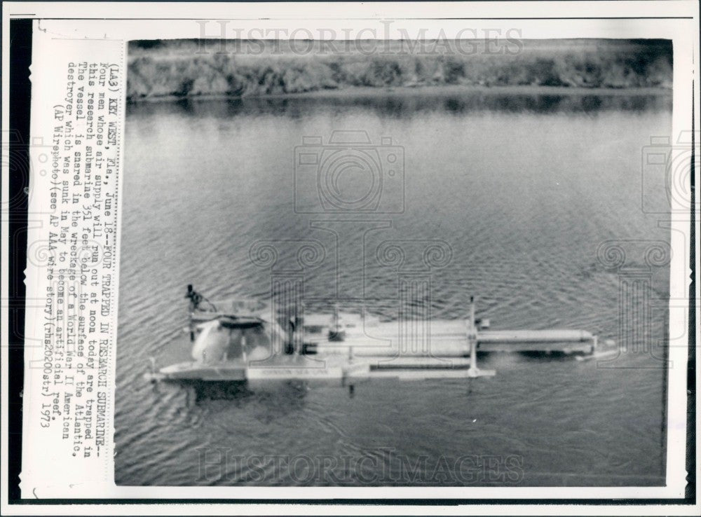 1973 Key West FL Submarine Rescue Press Photo - Historic Images