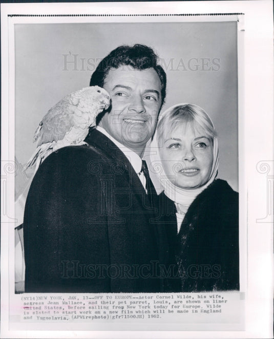 1962 Actors Jean Wallace Cornel Wilde Press Photo - Historic Images