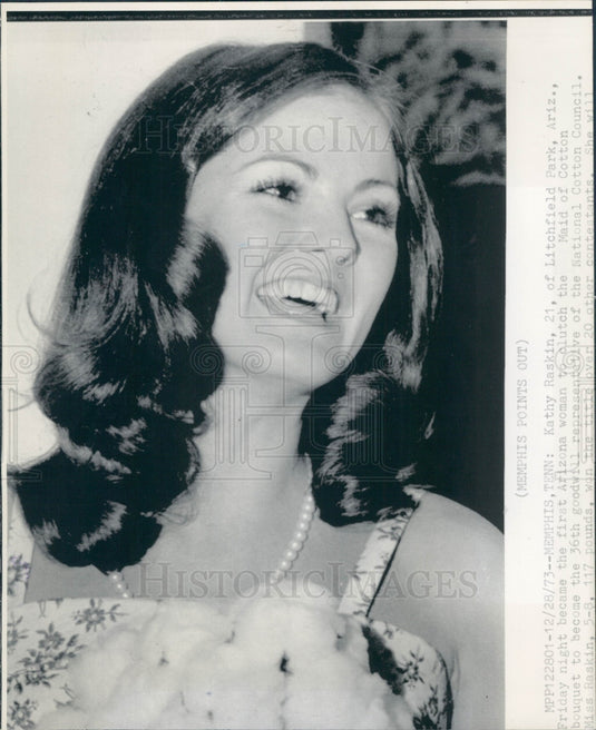 1973 Kathy Raskin Maid of Cotton Beauty Press Photo - Historic Images