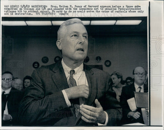 1969 Harvard Pres Nathan Pusey Press Photo - Historic Images