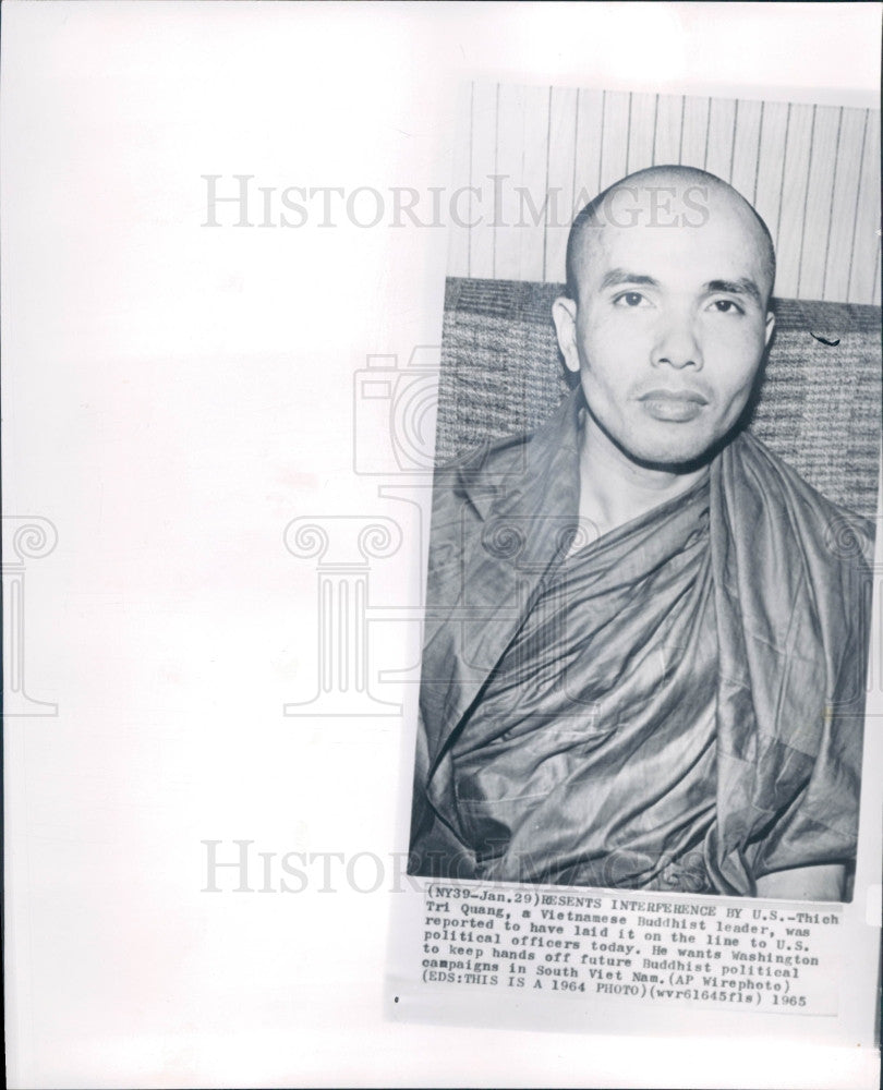 1965 Vietnam Buddhist Leader Quang Press Photo - Historic Images