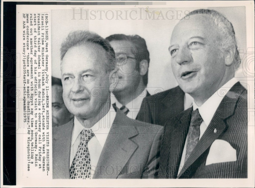 1975 West German President Walter Scheel Press Photo - Historic Images