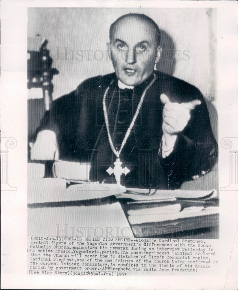 1953 Aloysius Cardinal Stepinac Press Photo - Historic Images