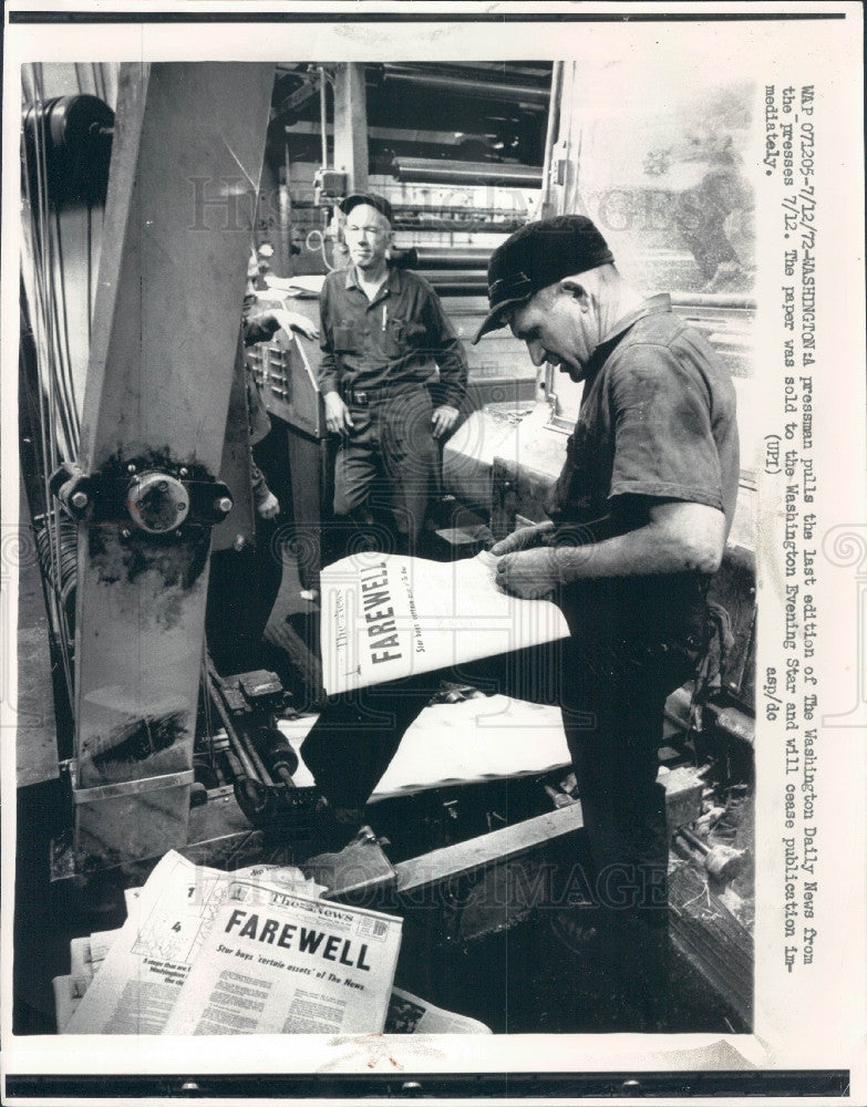 1972 Washington Daily Post Last Edition Press Photo - Historic Images