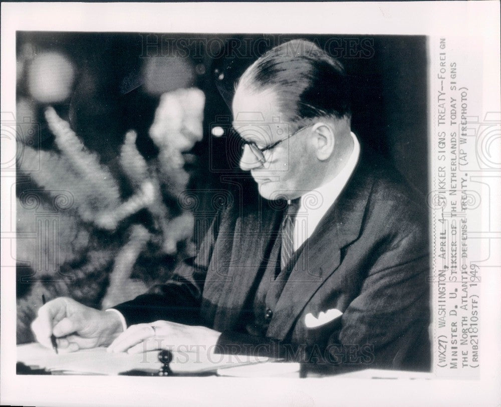 1949 Netherlands Foreign Min Dirk Stikker Press Photo - Historic Images