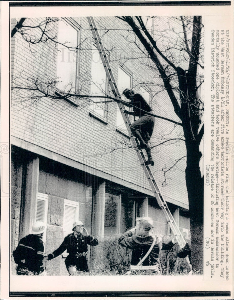 1975 Stockholm Sweden Terrorists Hostage Press Photo - Historic Images