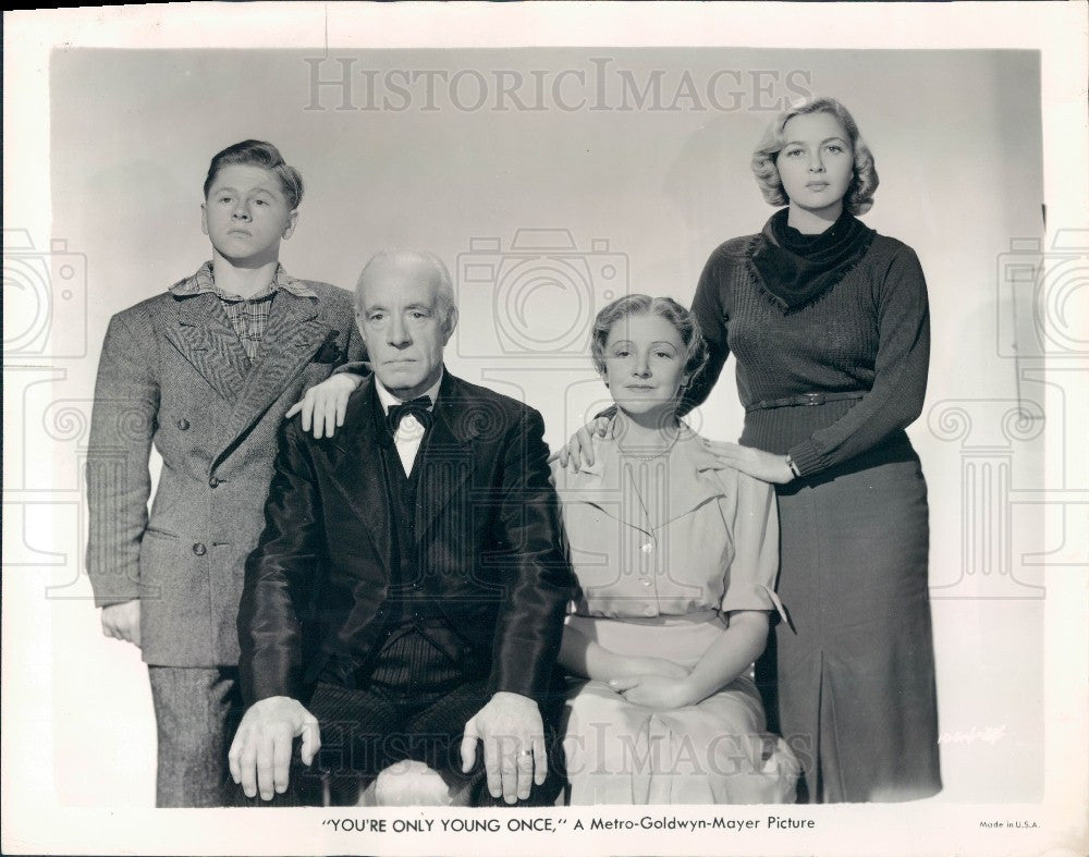 1938 Actors Lewis Stone &amp; Mickey Rooney Press Photo - Historic Images