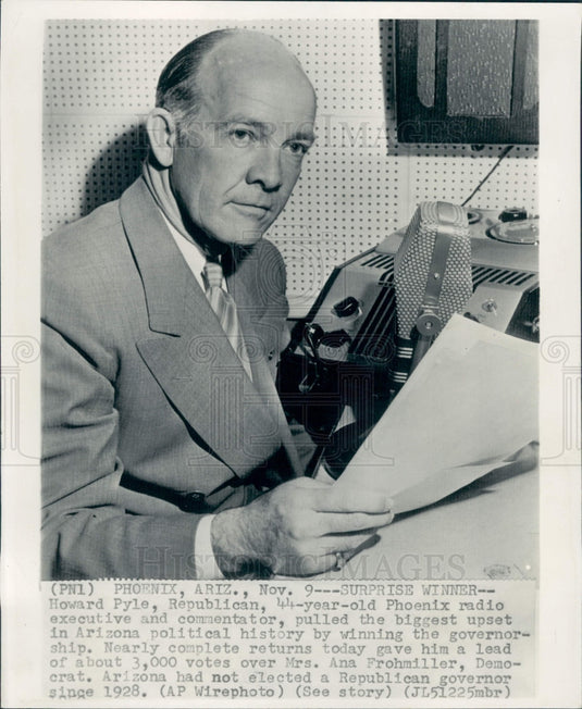1950 Arizona Governor Howard Pyle Press Photo - Historic Images