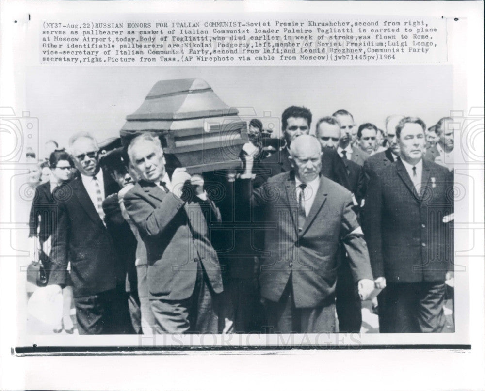 1964 Italian Communist Palmiro Togliatti Press Photo - Historic Images