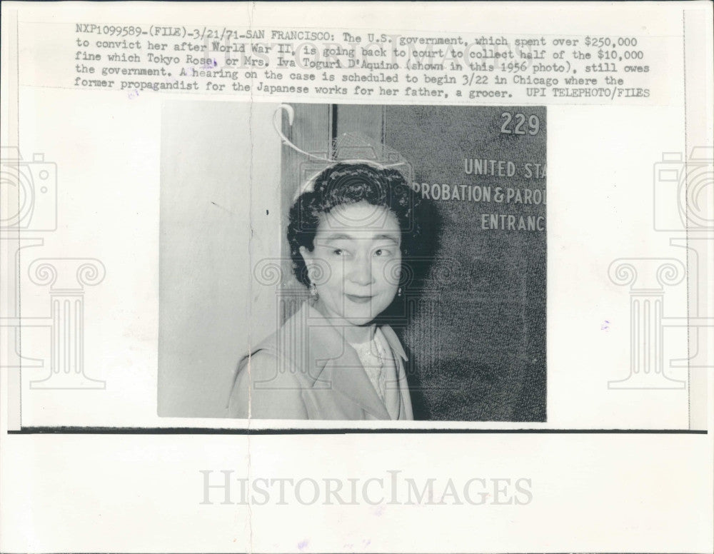 1971 Iva Toguri Tokyo Rose Press Photo - Historic Images