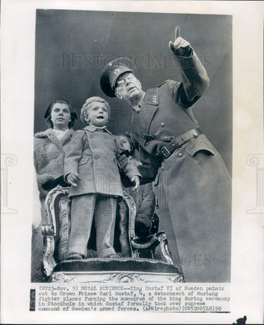 1950 Sweden King Gustaf VI & CP Carl Gustaf Press Photo - Historic Images