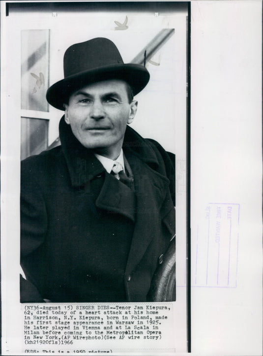 1966 Tenor Jan Kiepura Press Photo - Historic Images