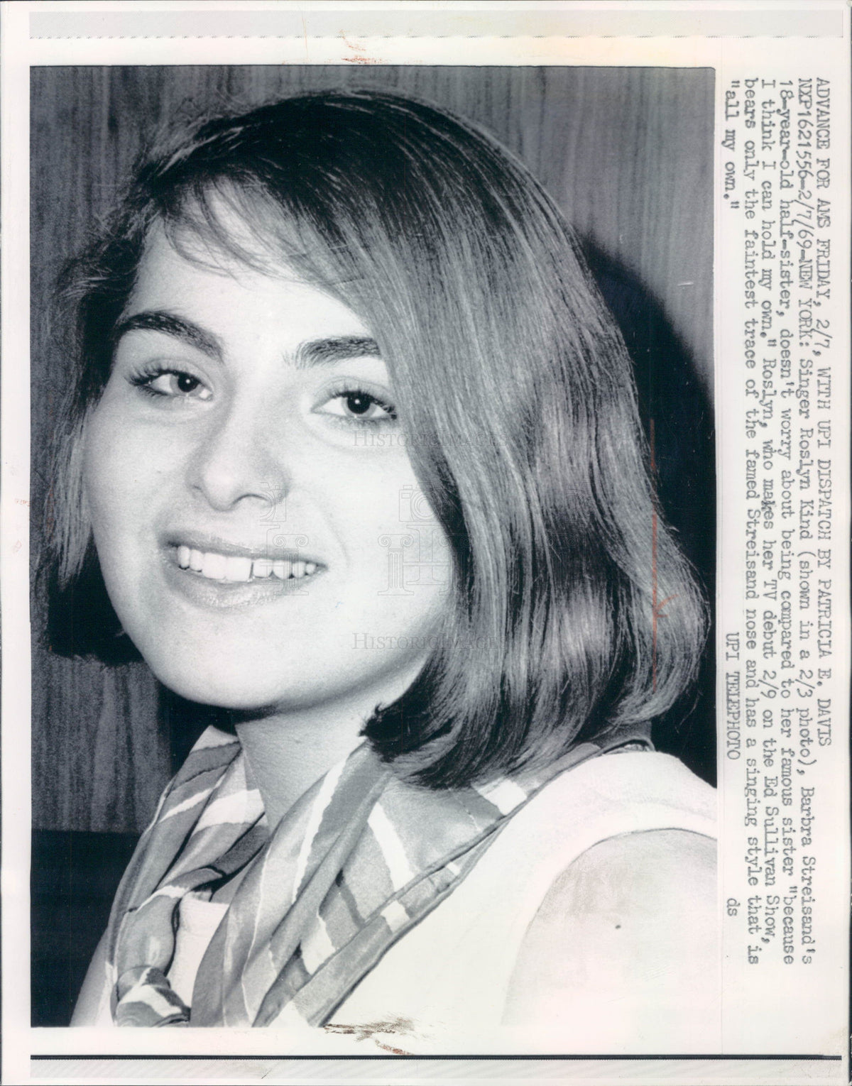 1969 Singer Roslyn Kind Press Photo - Historic Images