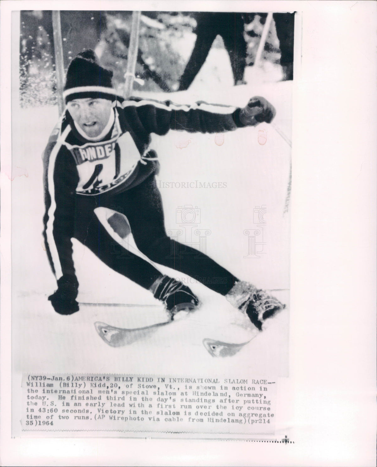 1964 US Skier Bill Kidd Press Photo - Historic Images