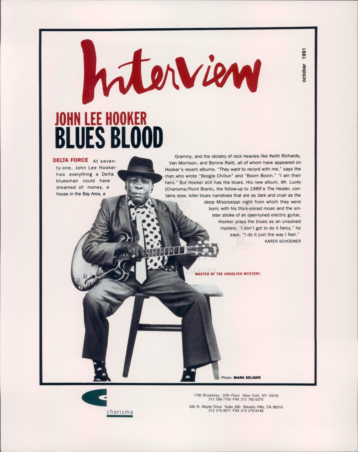 1994 Blues Singer John Lee Hooker Press Photo - Historic Images