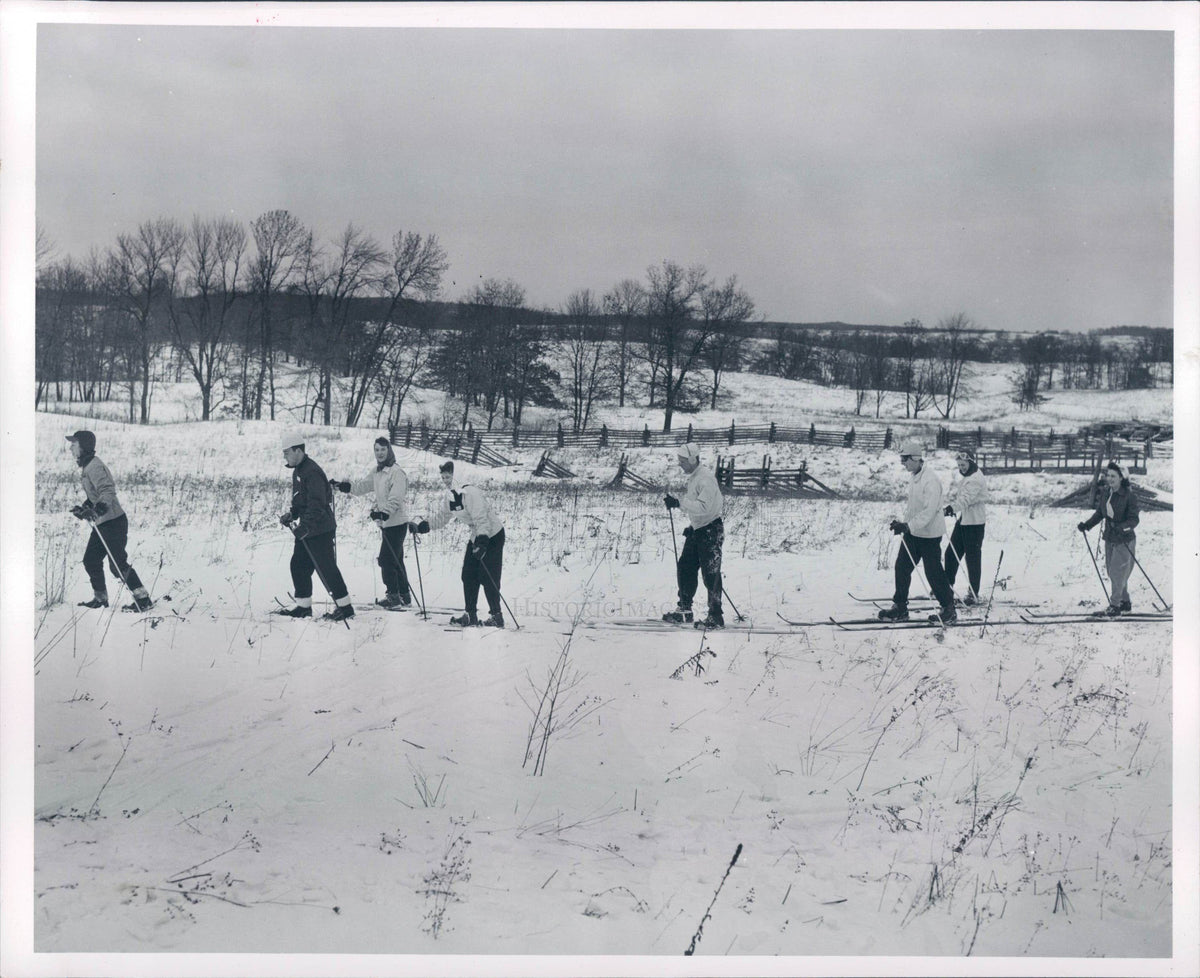 1948 Pontiac MI Ski Club Teeple Hill Press Photo - Historic Images