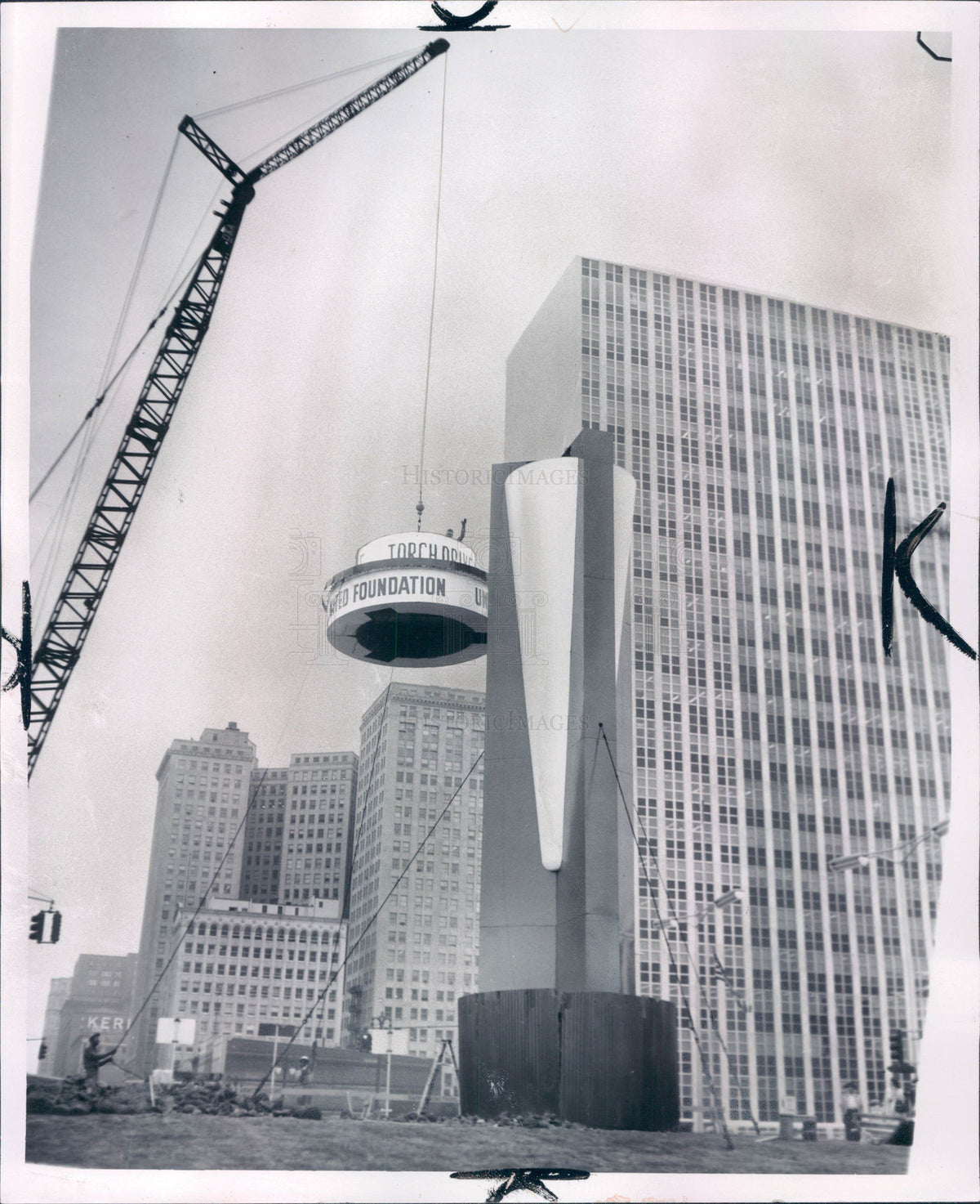 1957 Detroit United Foundation Torch Press Photo - Historic Images