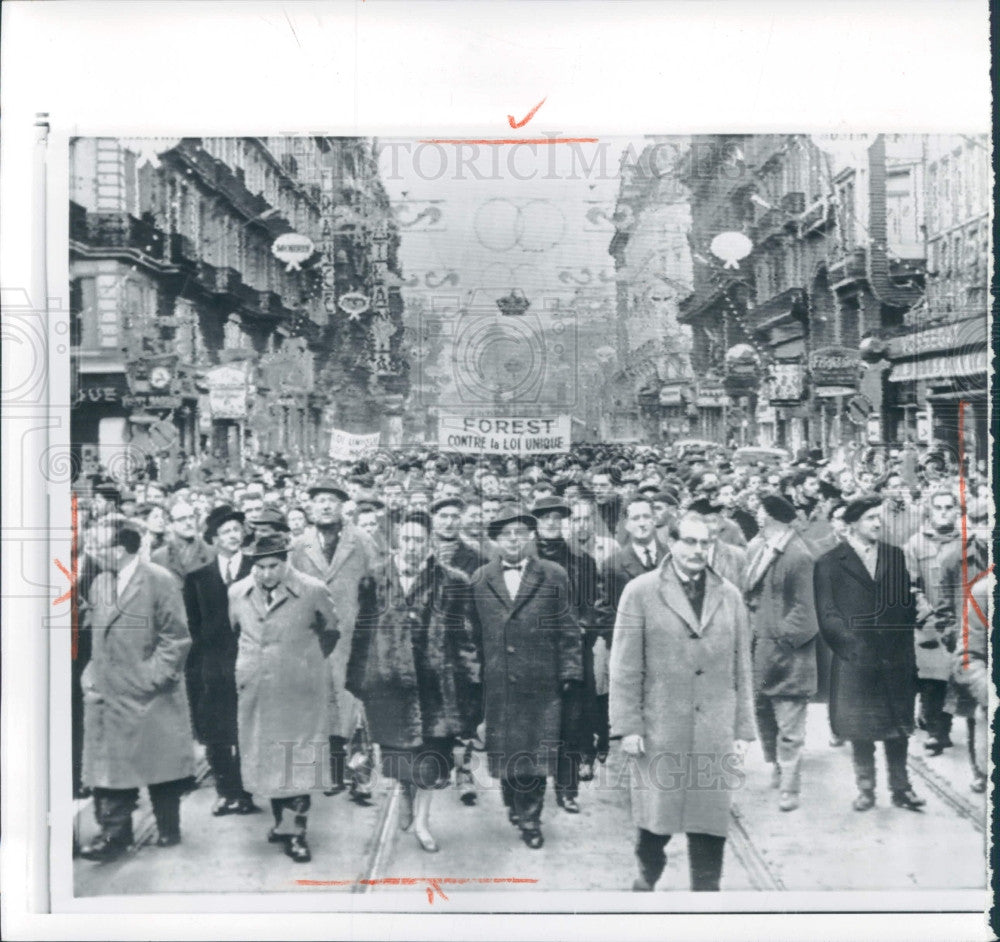 1960 Belgium Protest Press Photo - Historic Images