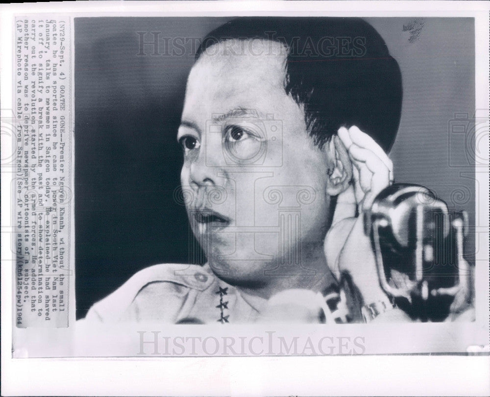 1964 South Vietnam Premier Nguyen Khanh Press Photo - Historic Images