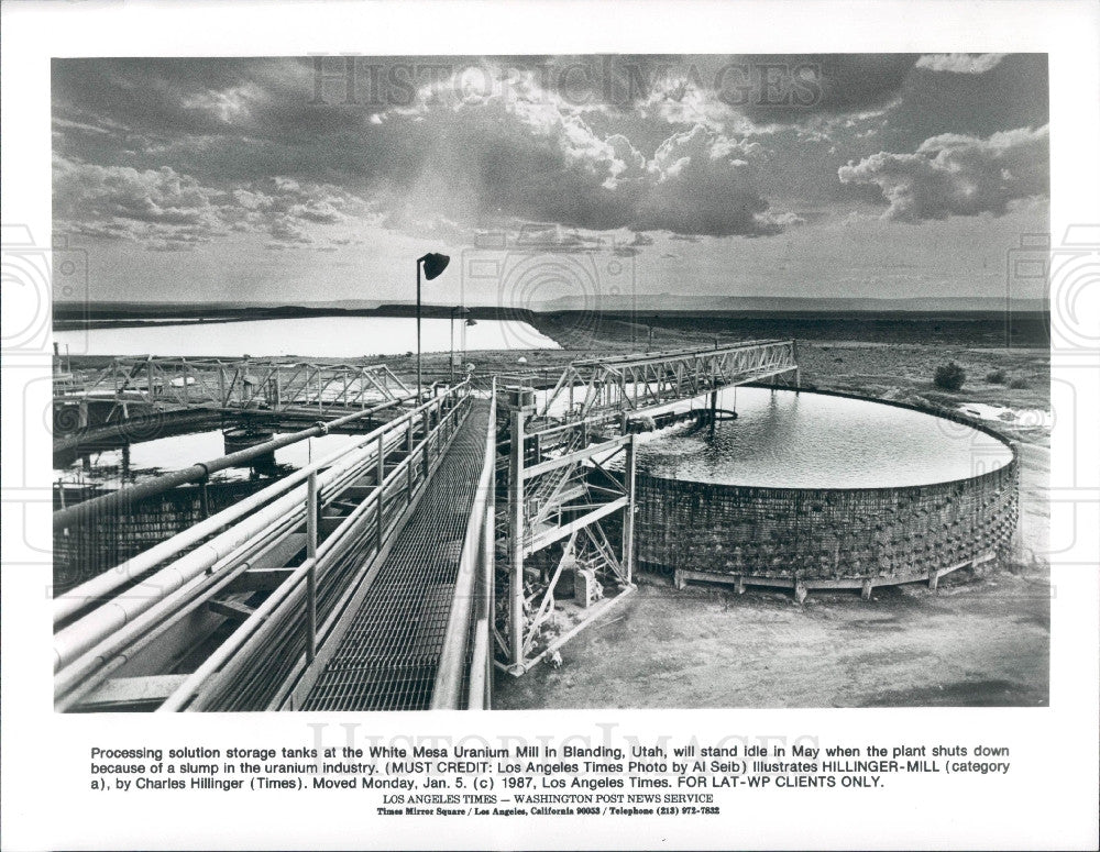 1987 White Mesa Urnaium Mill Blanding Utah Press Photo - Historic Images