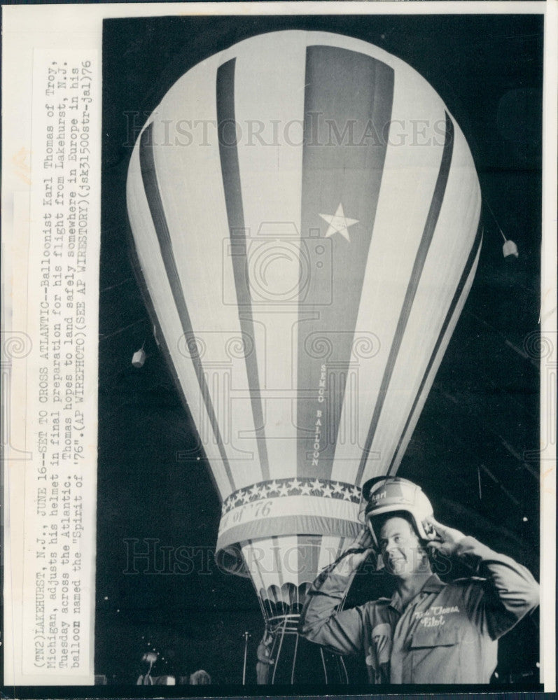 1976 Balloonist Karl Thomas Press Photo - Historic Images