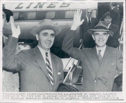 1954 Conn Gov Ribiceff NY Gov Harriman Press Photo - Historic Images