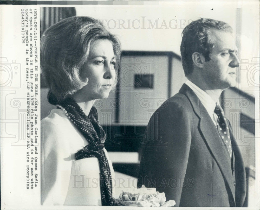 1975 Spain King Juan Carlos I Queen Sophia Press Photo - Historic Images