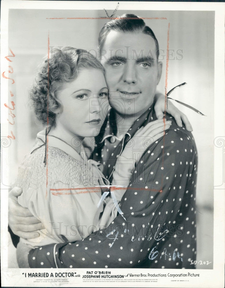 1936 Actor Pat O'Brien Josephine Hutchinson Press Photo - Historic Images