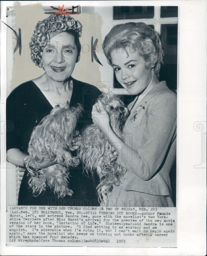 1949 Author Fannie Hurst Actress Sandra Dee Press Photo - Historic Images