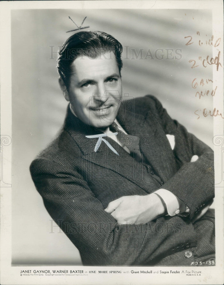 1935 Actor Warner Baxter Press Photo - Historic Images