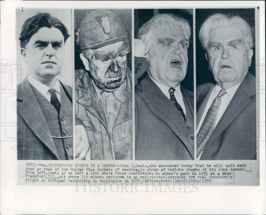 1959 Labor Leader John L Lewis UMW Press Photo - Historic Images