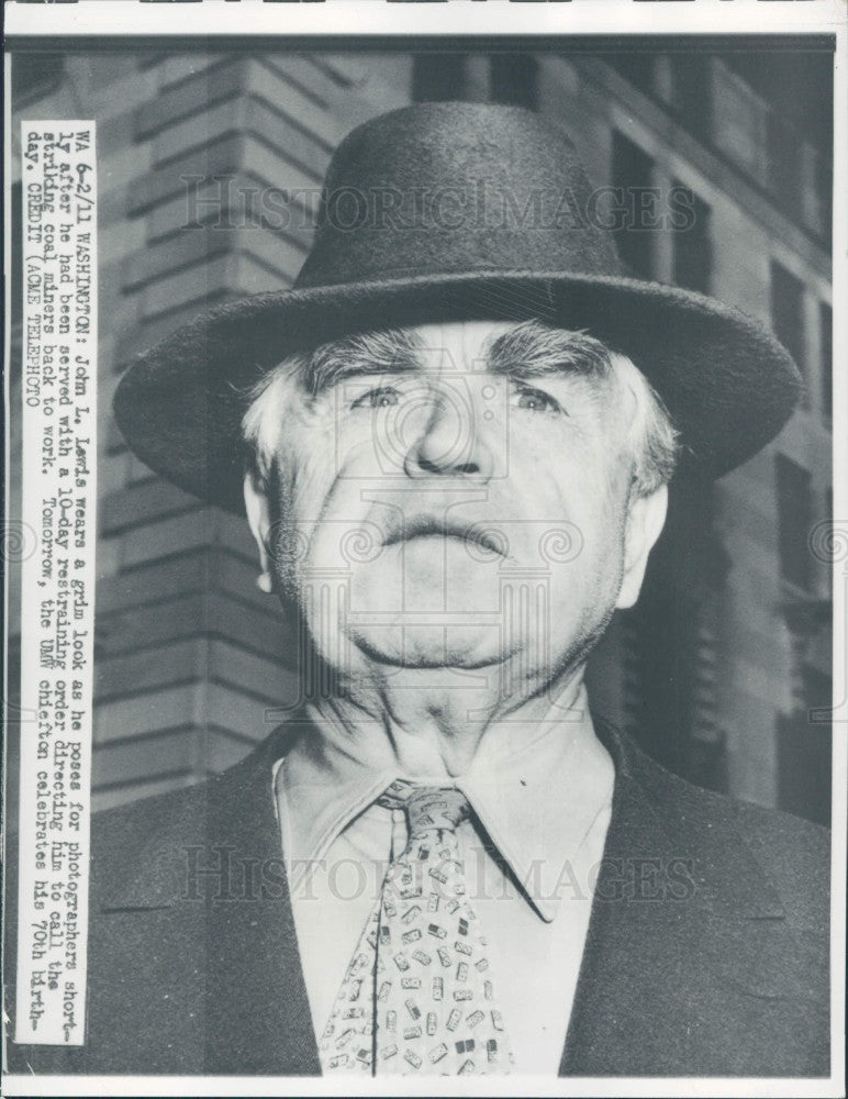 1950 Labor Leader John L Lewis UMW Press Photo - Historic Images