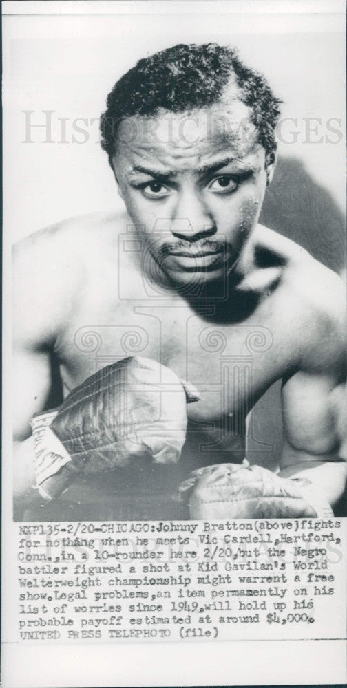 1952 Boxer Johnny Bratton Press Photo - Historic Images